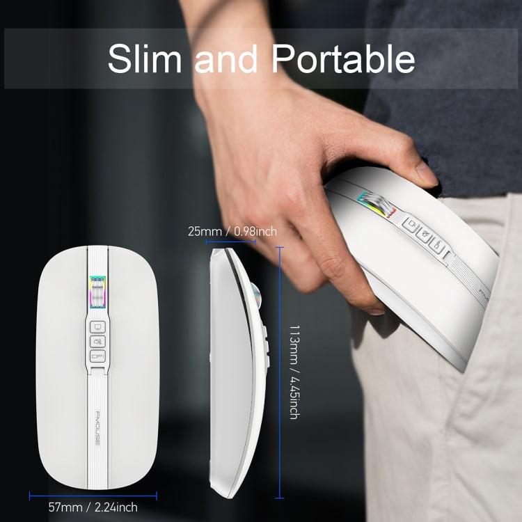 HXSJ M113 2400DPI Dual Mode 2.4GHz + Bluetooth 5.1 Wireless Mouse(Pearl White) - free shipping - PMC Jewellery - Order now!