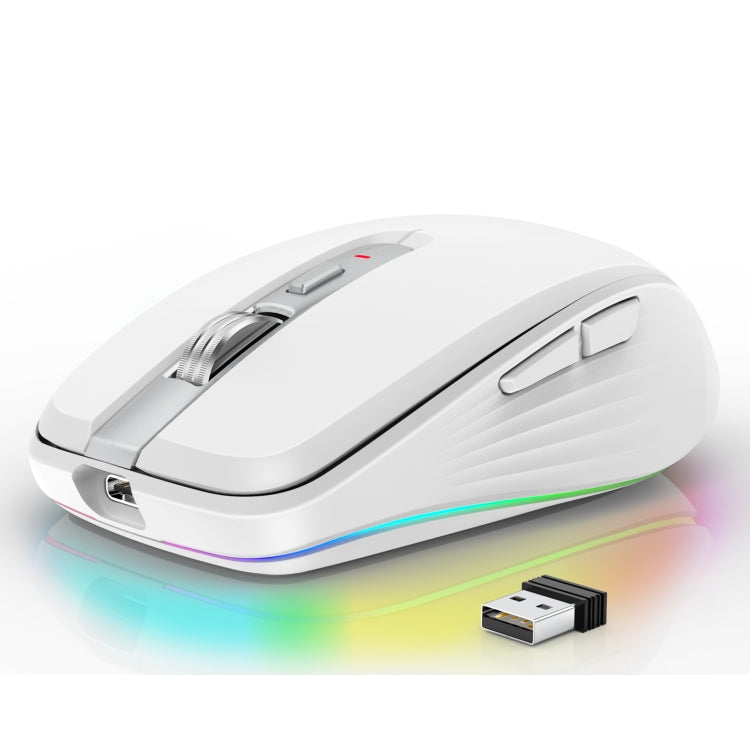 HXSJ M303 2400DPI Dual Mode 2.4GHz + Bluetooth 5.1 Wireless Mouse(White) - free shipping - PMC Jewellery - Order now!