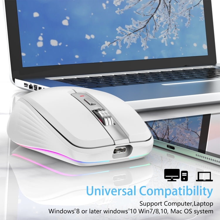 HXSJ M303 2400DPI Dual Mode 2.4GHz + Bluetooth 5.1 Wireless Mouse(White) - free shipping - PMC Jewellery - Order now!