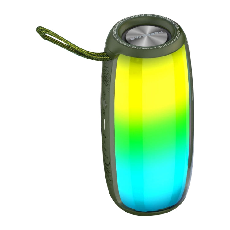 HOPESTAR P40 Pro IPX6 Waterproof RGB Light Wireless Bluetooth Speaker(Army Green) - free shipping - PMC Jewellery - Order now!
