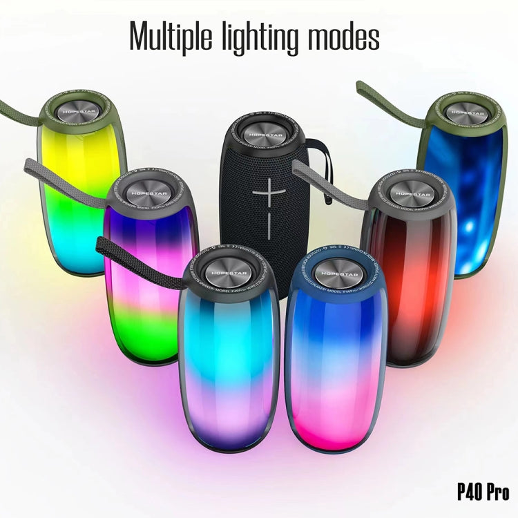 HOPESTAR P40 Pro IPX6 Waterproof RGB Light Wireless Bluetooth Speaker(Army Green) - free shipping - PMC Jewellery - Order now!