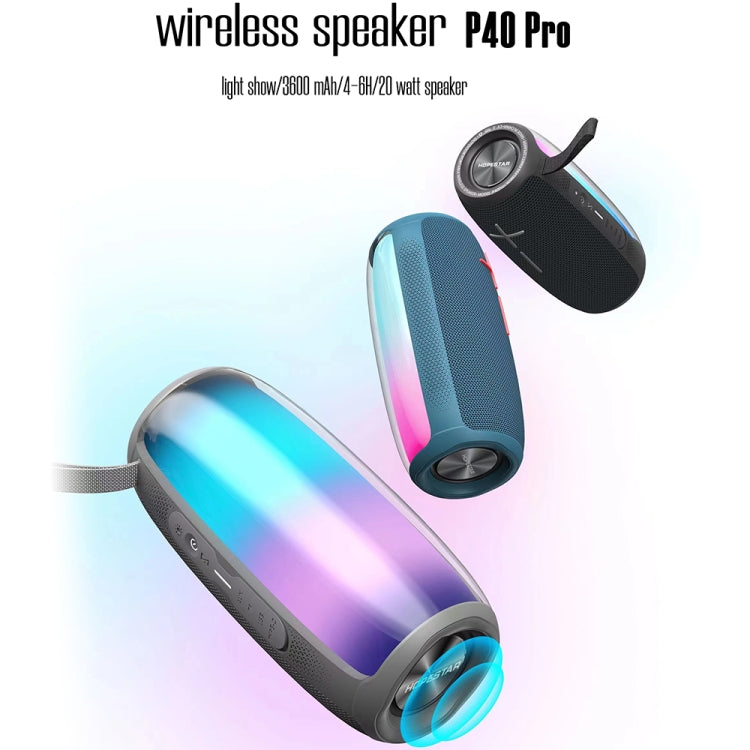HOPESTAR P40 Pro IPX6 Waterproof RGB Light Wireless Bluetooth Speaker(Blue) - free shipping - PMC Jewellery - Order now!