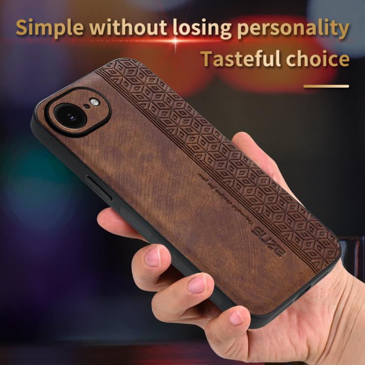 For iPhone 16e AZNS 3D Embossed Skin Feel Phone Case(Brown) - free shipping - PMc TechLife - Order now!