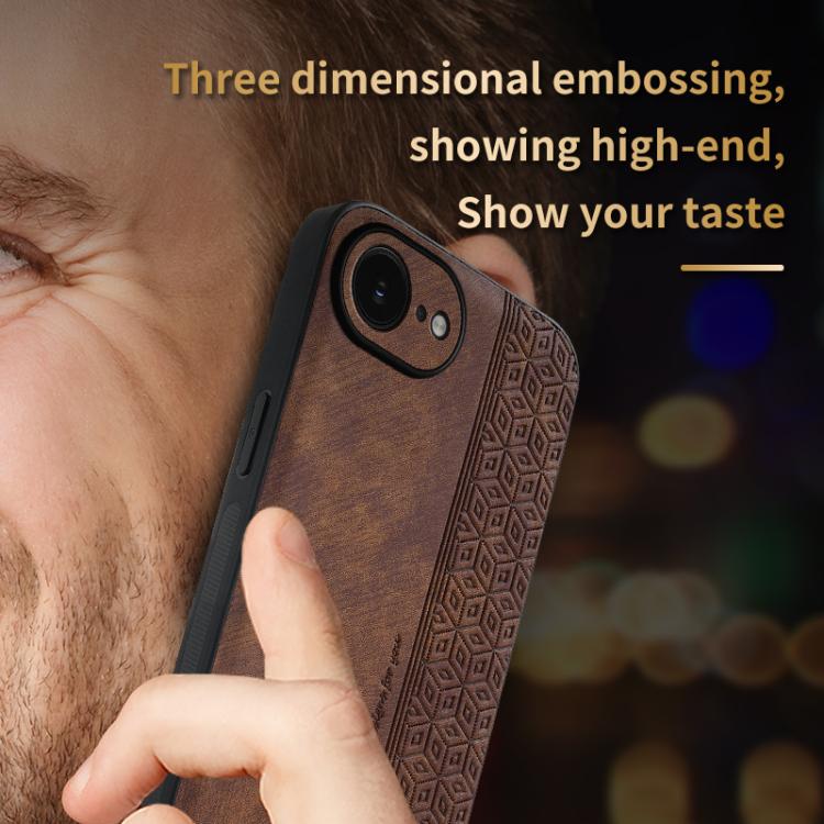 For iPhone 16e AZNS 3D Embossed Skin Feel Phone Case(Brown) - free shipping - PMc TechLife - Order now!