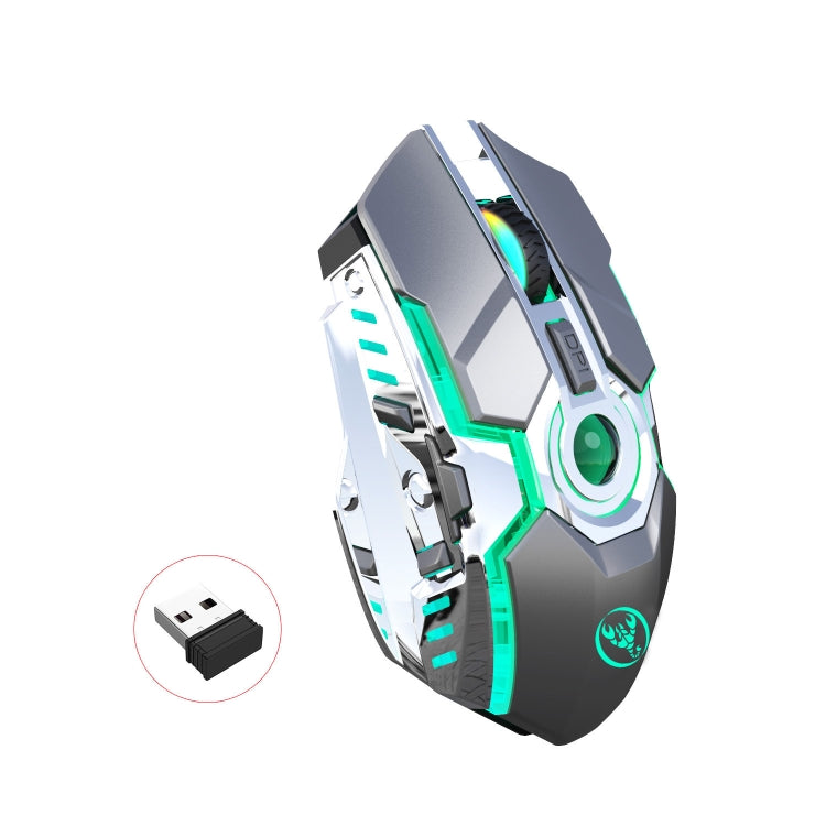 HXSJ T30 2400DPI RGB 2.4GHz Wireless Mouse(Metallic Grey) - free shipping - PMC Jewellery - Order now!