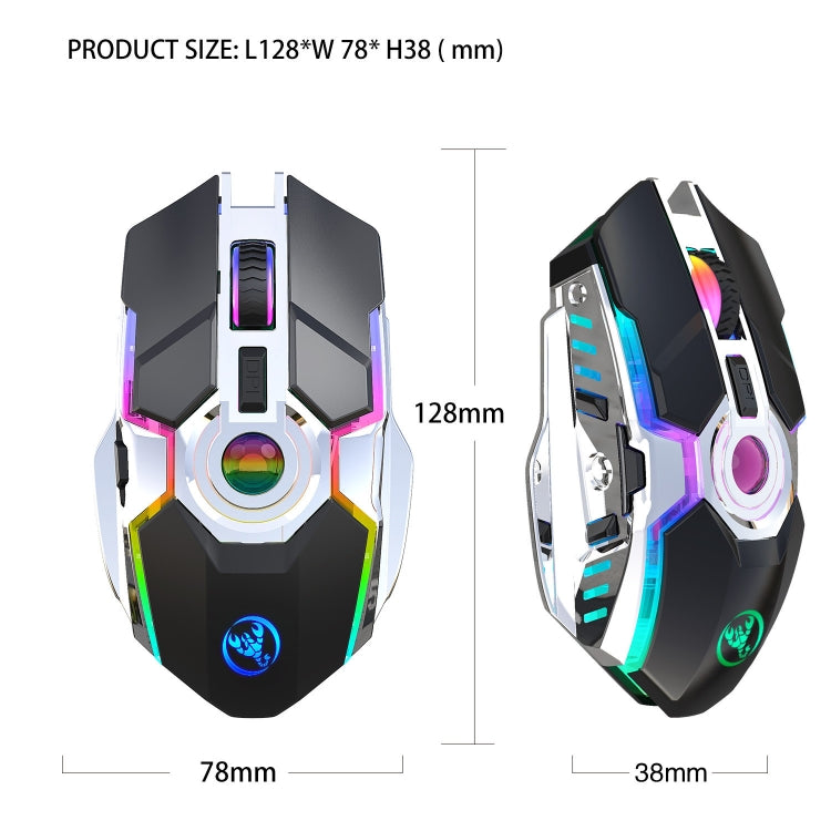 HXSJ T30 2400DPI RGB 2.4GHz Wireless Mouse(Metallic Grey) - free shipping - PMC Jewellery - Order now!