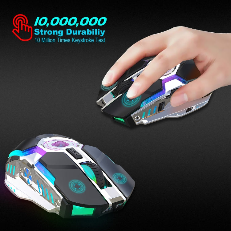 HXSJ T30 2400DPI RGB 2.4GHz Wireless Mouse(Metallic Grey) - free shipping - PMC Jewellery - Order now!