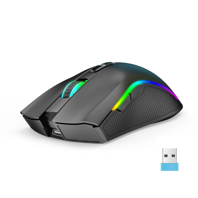 HXSJ T69 4800DPI RGB 2.4GHz Wireless Mouse(Black) - free shipping - PMC Jewellery - Order now!