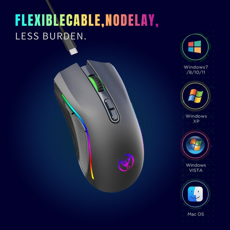 HXSJ T69 4800DPI RGB 2.4GHz Wireless Mouse(Black) - free shipping - PMC Jewellery - Order now!