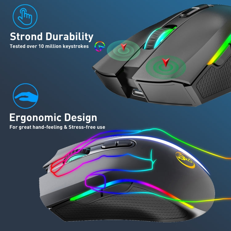 HXSJ T69 4800DPI RGB 2.4GHz Wireless Mouse(Black) - free shipping - PMC Jewellery - Order now!