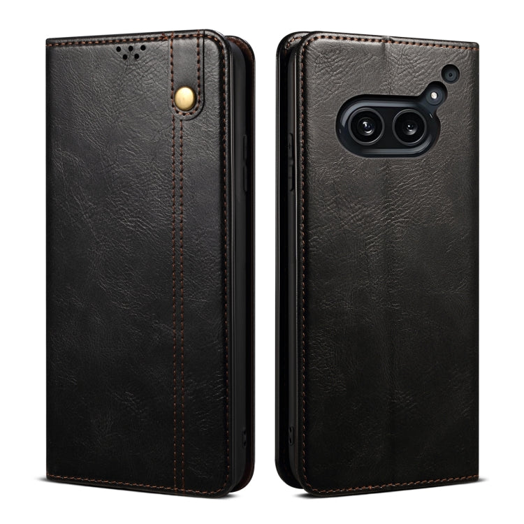 For Nothing Phone 2A Oil Wax Crazy Horse Texture Leather Phone Case(Black) - More Brand by PMC TechLife | Online Shopping South Africa | PMC TechLife | Buy Now Pay Later Mobicred
