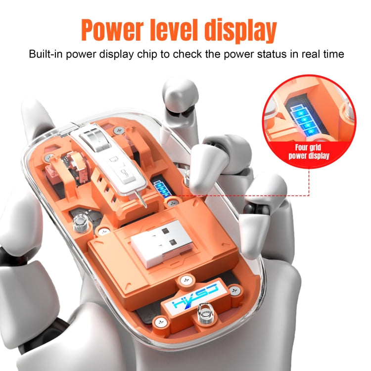 HXSJ T900 Transparent Magnet Three-mode Wireless Gaming Mouse(Grey) - free shipping - PMC Jewellery - Order now!