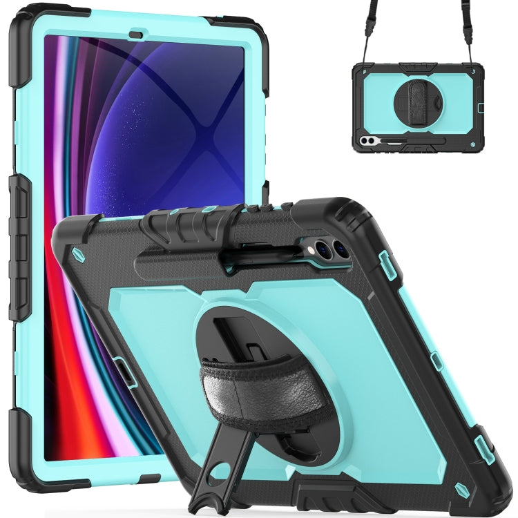For Samsung Galaxy Tab S10+ / S9+ / S9 FE+ Silicone Hybrid PC Tablet Protective Case(Black+Light Blue) - Galaxy Tab S9+ Cases by PMC Jewellery | Online Shopping South Africa | PMC Jewellery | Buy Now Pay Later Mobicred