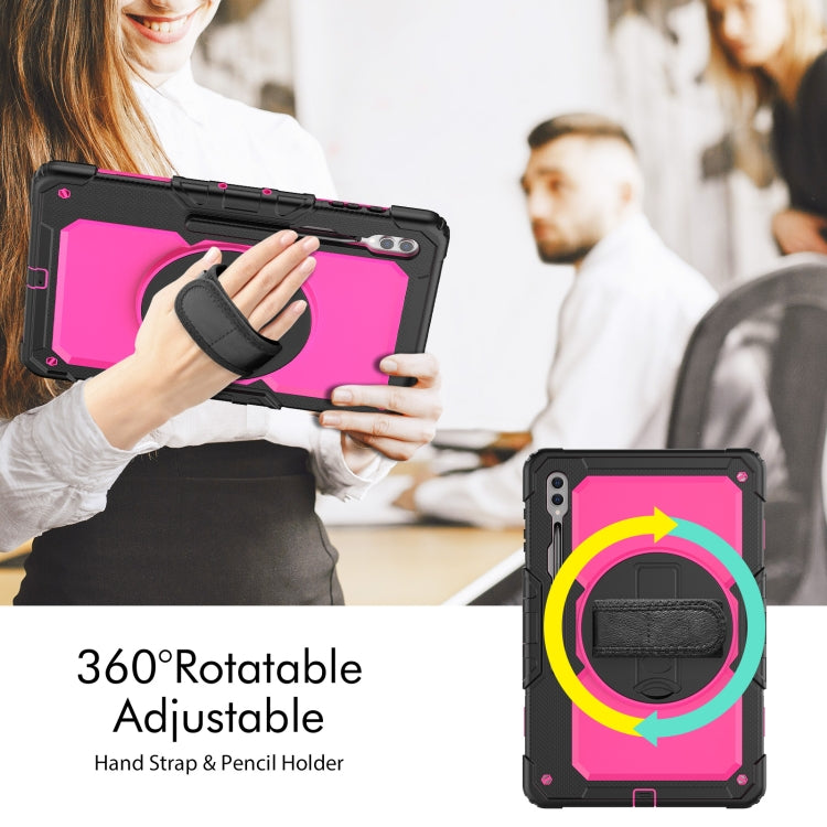 For Samsung Galaxy Tab S9 Ultra / S10 Ultra Silicone Hybrid PC Tablet Protective Case(Black+Rose Red) - free shipping - PMC Jewellery - Order now!