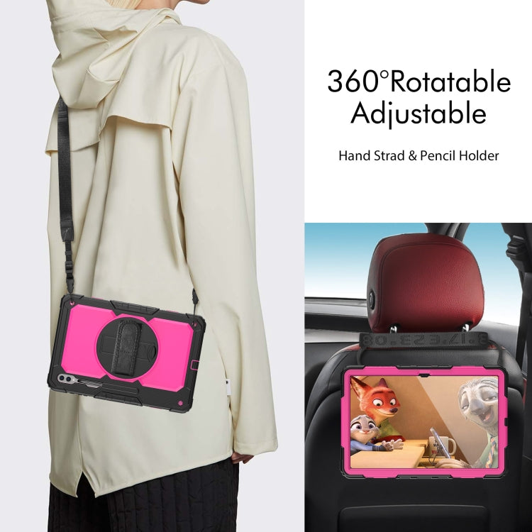 For Samsung Galaxy Tab S9 Ultra / S10 Ultra Silicone Hybrid PC Tablet Protective Case(Black+Rose Red) - free shipping - PMC Jewellery - Order now!