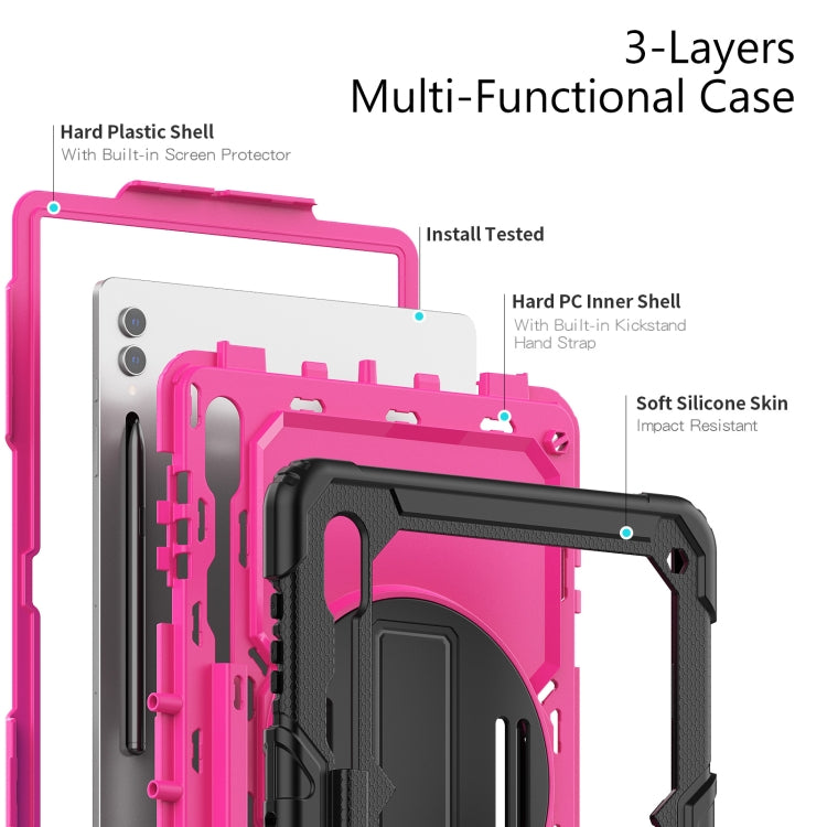 For Samsung Galaxy Tab S9 Ultra / S10 Ultra Silicone Hybrid PC Tablet Protective Case(Black+Rose Red) - free shipping - PMC Jewellery - Order now!