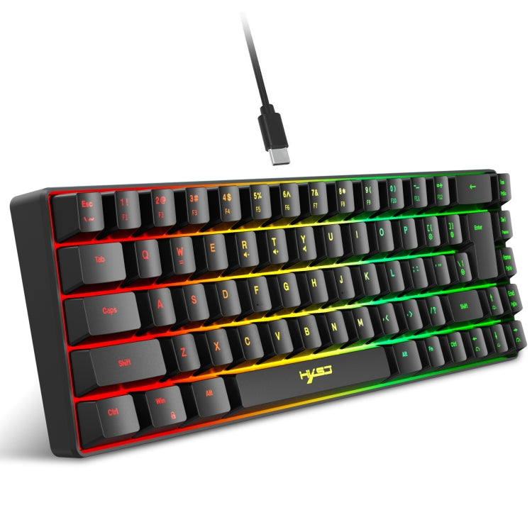 HXSJ V200 Wired RGB Backlit Mechanical Keyboard 68 Key Caps, Cable Length: 1.7m(Black) - free shipping - PMC Jewellery - Order now!