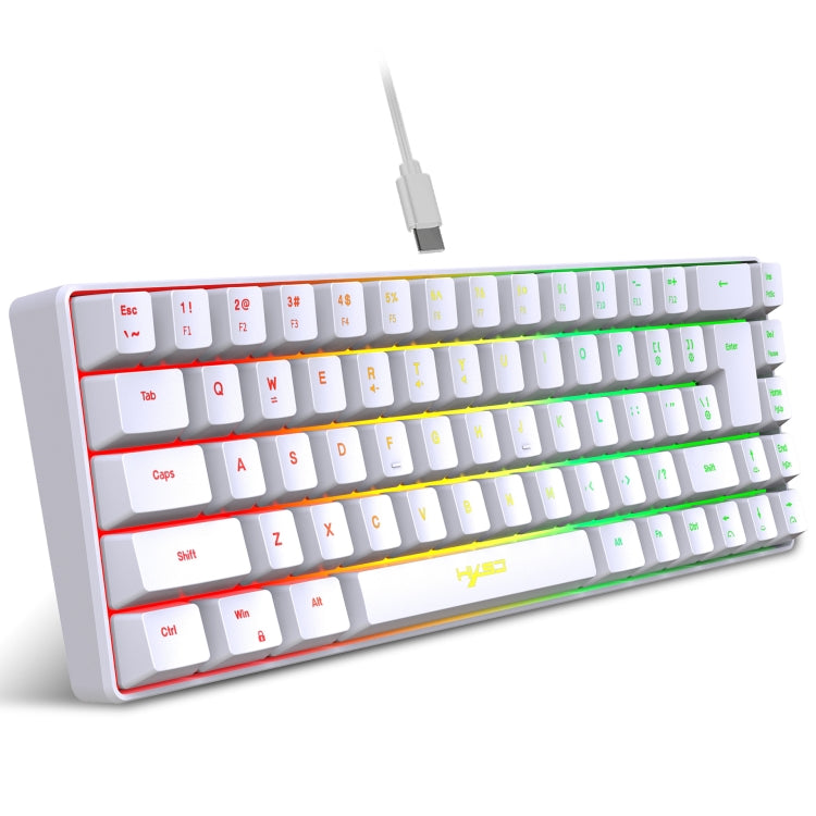 HXSJ V200 Wired RGB Backlit Mechanical Keyboard 68 Key Caps, Cable Length: 1.7m(White) - free shipping - PMC Jewellery - Order now!