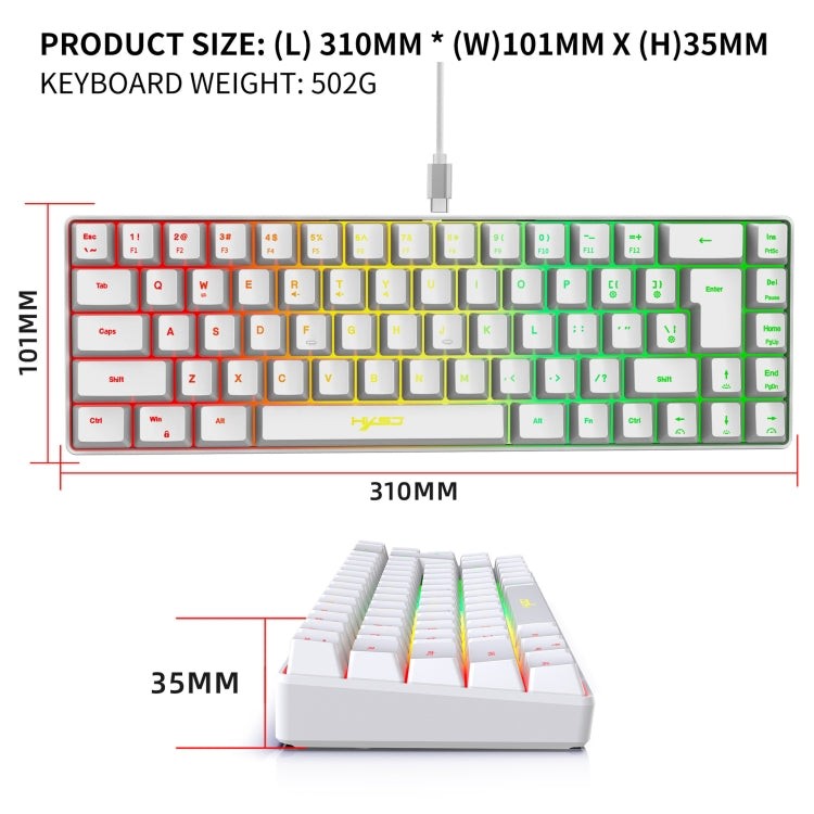 HXSJ V200 Wired RGB Backlit Mechanical Keyboard 68 Key Caps, Cable Length: 1.7m(Black) - free shipping - PMC Jewellery - Order now!