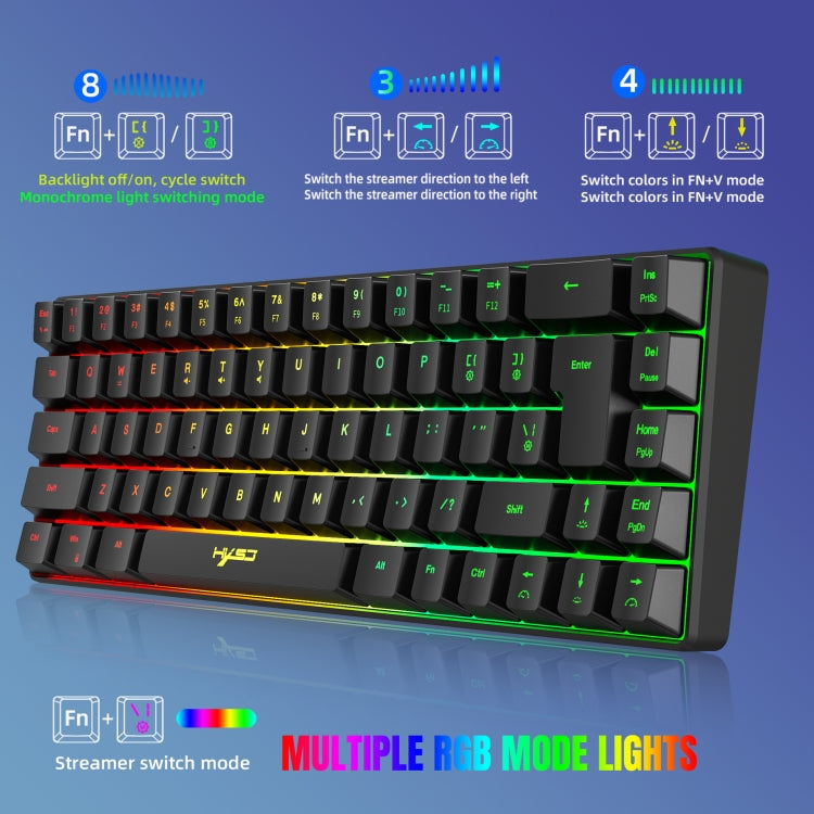 HXSJ V200 Wired RGB Backlit Mechanical Keyboard 68 Key Caps, Cable Length: 1.7m(White) - free shipping - PMC Jewellery - Order now!