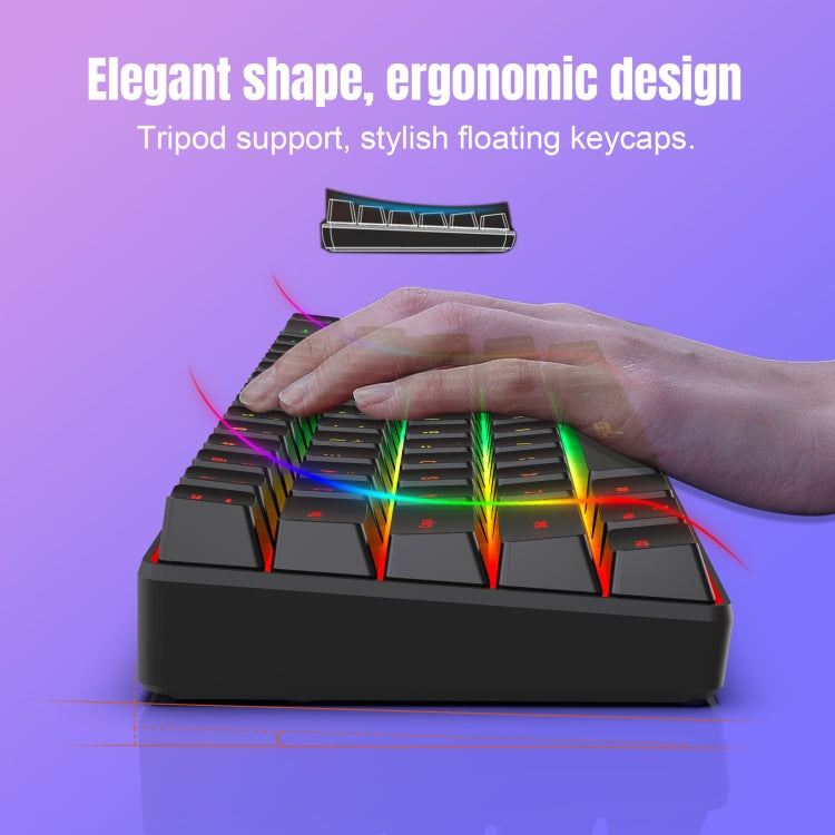 HXSJ V200 Wired RGB Backlit Mechanical Keyboard 68 Key Caps, Cable Length: 1.7m(Black) - free shipping - PMC Jewellery - Order now!