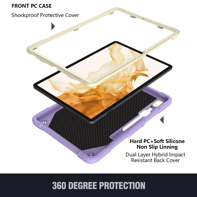 For Samsung Galaxy Tab S9 Butterfly Kickstand Heavy Duty Hard Rugged Tablet Case(Beige+Raro Purple) - free shipping - PMC Jewellery - Order now!
