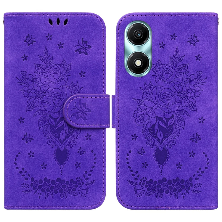 For Honor X5 Plus / Play 40C Butterfly Rose Embossed Leather Phone Case(Purple) - free shipping - PMC TechLife - Order now!