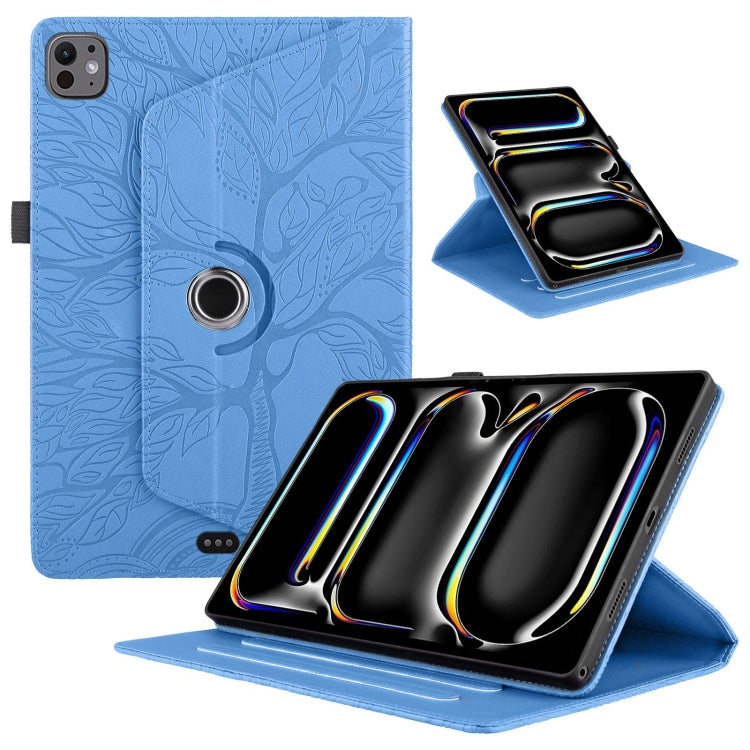 For iPad Pro 11 2024 Tree Life Embossed Rotation Leather Smart Tablet Case(Blue) - iPad Pro 11 2024 Cases by PMC TechLife | Online Shopping South Africa | PMC TechLife | Buy Now Pay Later Mobicred