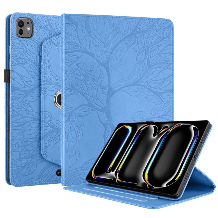 For iPad Pro 11 2024 Tree Life Embossed Rotation Leather Smart Tablet Case(Blue) - iPad Pro 11 2024 Cases by PMC TechLife | Online Shopping South Africa | PMC TechLife | Buy Now Pay Later Mobicred
