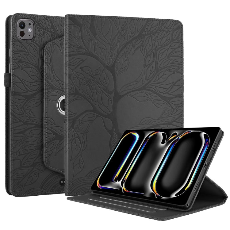 For iPad Pro 11 2024 Tree Life Embossed Rotation Leather Smart Tablet Case(Black) - iPad Pro 11 2024 Cases by PMC TechLife | Online Shopping South Africa | PMC TechLife | Buy Now Pay Later Mobicred