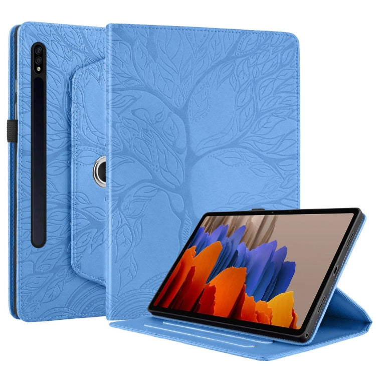 For Samsung Galaxy Tab S10 / S8 / S7 Tree Life Embossed Rotation Leather Tablet Case(Blue) - Tab S10 Cases by PMC Jewellery | Online Shopping South Africa | PMC Jewellery | Buy Now Pay Later Mobicred