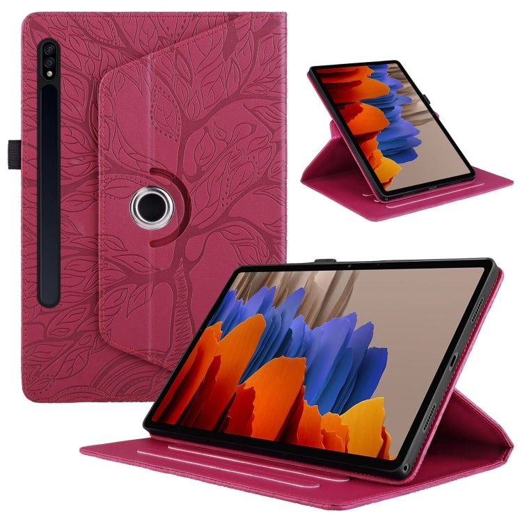 For Samsung Galaxy Tab S10+ / S9+ / S8+ Tree Life Embossed Rotation Leather Tablet Case(Red) - free shipping - PMC Jewellery - Order now!