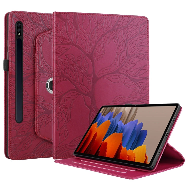 For Samsung Galaxy Tab S10+ / S9+ / S8+ Tree Life Embossed Rotation Leather Tablet Case(Red) - free shipping - PMC Jewellery - Order now!