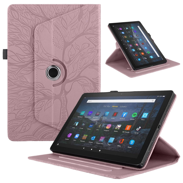 For Amazon Kindle Fire HD8 2022 / 2020 Tree Life Embossed Rotation Leather Tablet Case(Rose Gold) - Amazon by PMC TechLife | Online Shopping South Africa | PMC TechLife | Buy Now Pay Later Mobicred