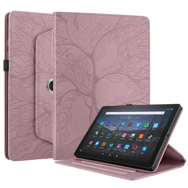 For Amazon Kindle Fire HD8 2022 / 2020 Tree Life Embossed Rotation Leather Tablet Case(Rose Gold) - Amazon by PMC TechLife | Online Shopping South Africa | PMC TechLife | Buy Now Pay Later Mobicred
