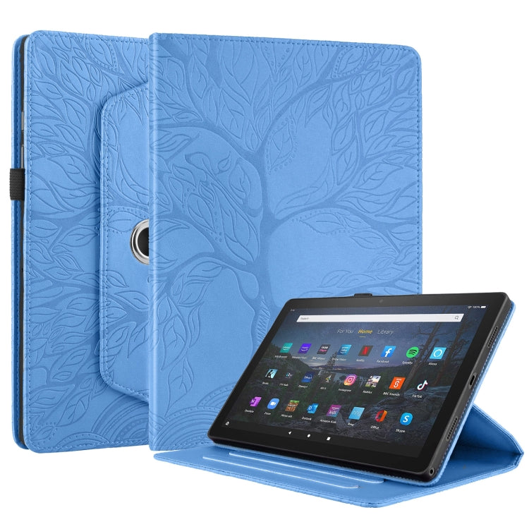 For Amazon Kindle Fire HD8 2022 / 2020 Tree Life Embossed Rotation Leather Tablet Case(Blue) - Amazon by PMC TechLife | Online Shopping South Africa | PMC TechLife | Buy Now Pay Later Mobicred