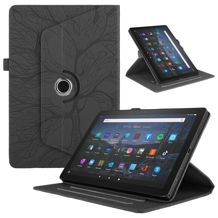For Amazon Kindle Fire HD8 2022 / 2020 Tree Life Embossed Rotation Leather Tablet Case(Black) - Amazon by PMC TechLife | Online Shopping South Africa | PMC TechLife | Buy Now Pay Later Mobicred