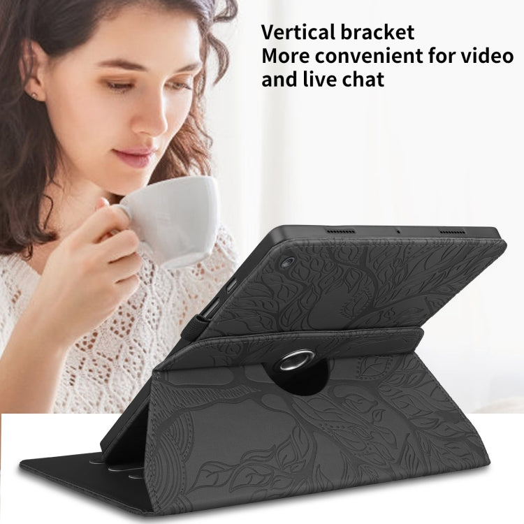 For Amazon Kindle Fire HD8 2015-2019 Tree Life Embossed Rotation Leather Tablet Case(Black) - free shipping - PMC TechLife - Order now!
