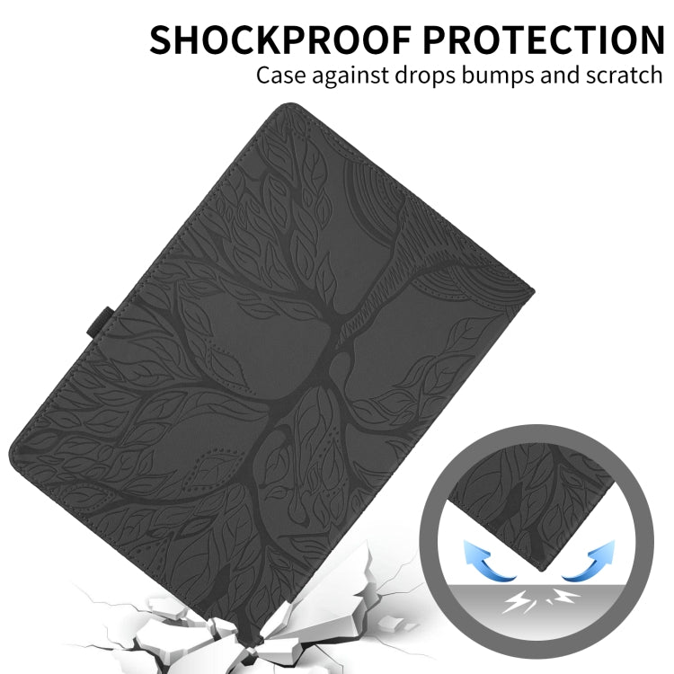 For Lenovo Tab M10 Plus 10.6 3rd Gen Tree Life Embossed Rotation Leather Smart Tablet Case(Black) - Lenovo by PMC TechLife | Online Shopping South Africa | PMC TechLife | Buy Now Pay Later Mobicred