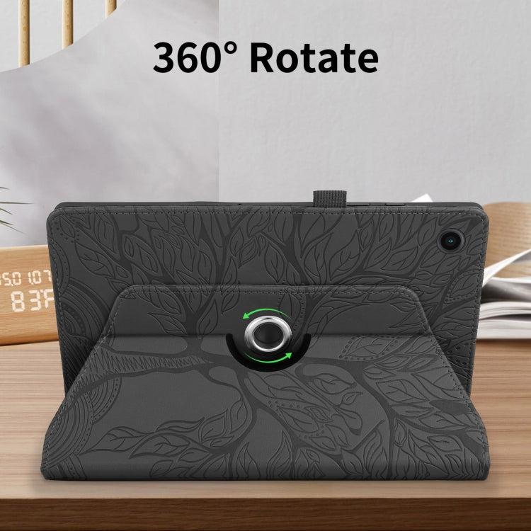 For Lenovo Tab M10 Plus 10.6 3rd Gen Tree Life Embossed Rotation Leather Smart Tablet Case(Black) - Lenovo by PMC TechLife | Online Shopping South Africa | PMC TechLife | Buy Now Pay Later Mobicred