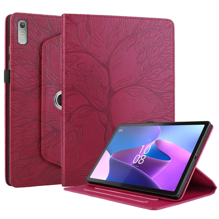 For Lenovo Xiaoxin Pad 11 2nd 2023 Tree Life Embossed Rotation Leather Tablet Case(Red) - Lenovo by PMC TechLife | Online Shopping South Africa | PMC TechLife | Buy Now Pay Later Mobicred