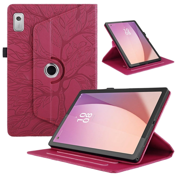 For Lenovo Tab M9 Tree Life Embossed Rotation Leather Tablet Case(Red) - Lenovo by PMC TechLife | Online Shopping South Africa | PMC TechLife | Buy Now Pay Later Mobicred