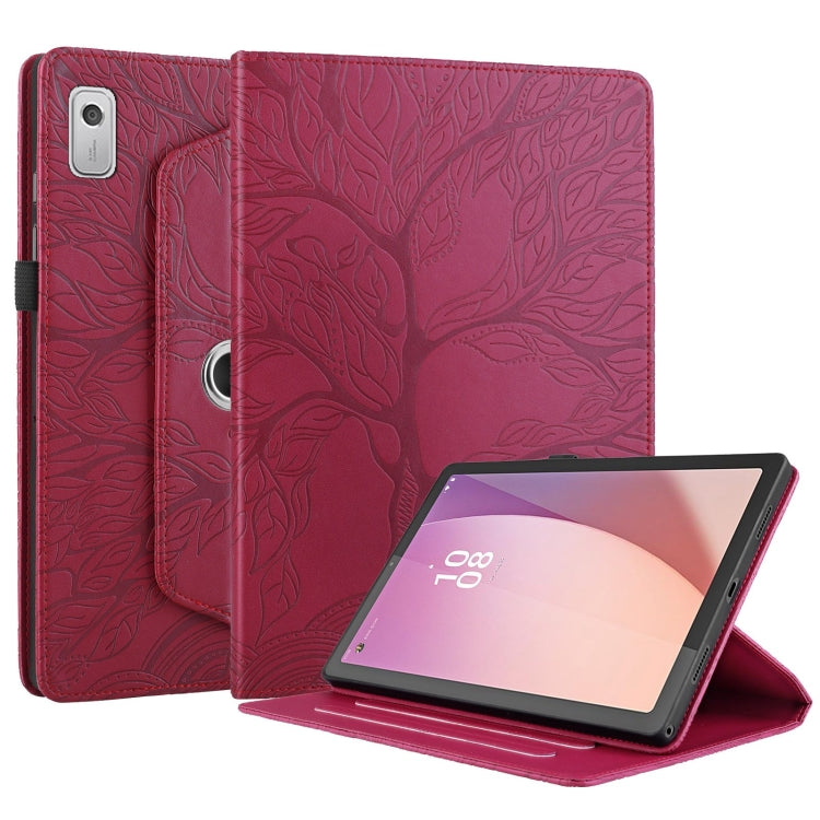 For Lenovo Tab M9 Tree Life Embossed Rotation Leather Tablet Case(Red) - Lenovo by PMC TechLife | Online Shopping South Africa | PMC TechLife | Buy Now Pay Later Mobicred