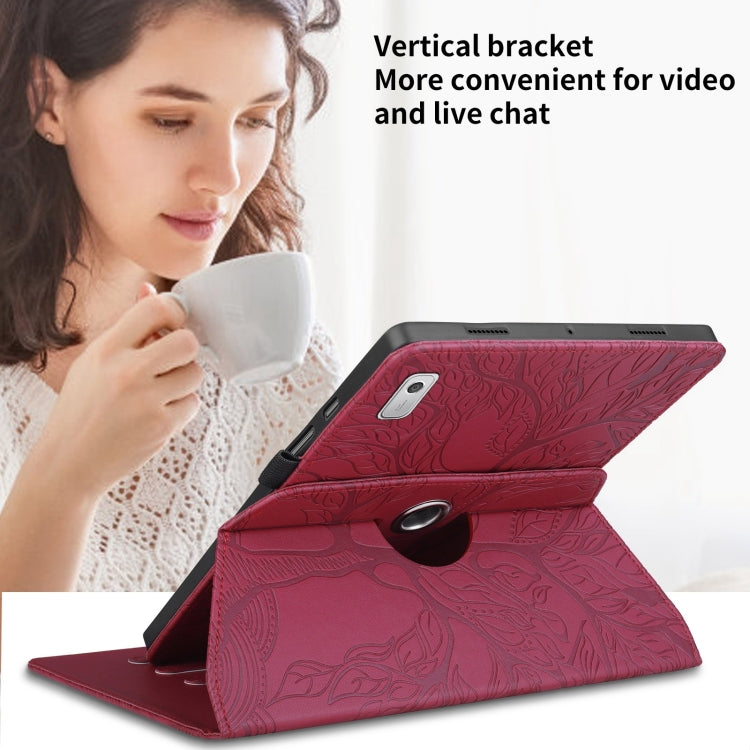 For Lenovo Tab M9 Tree Life Embossed Rotation Leather Tablet Case(Red) - Lenovo by PMC TechLife | Online Shopping South Africa | PMC TechLife | Buy Now Pay Later Mobicred