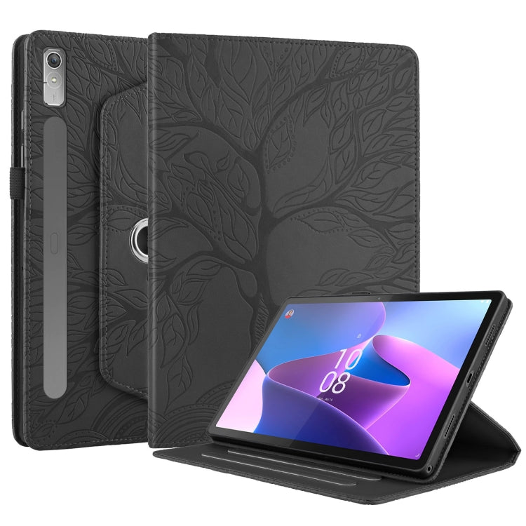 For Lenovo Tab P11 Pro 2nd / Xiaoxin Pad 11 Pro Tree Life Embossed Rotation Leather Tablet Case(Black) - Lenovo by PMC TechLife | Online Shopping South Africa | PMC TechLife | Buy Now Pay Later Mobicred