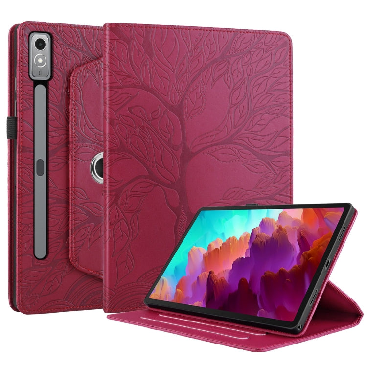 For Lenovo Tab P12 / Xiaoxin Pad Pro 12.7 Tree Life Embossed Rotation Leather Tablet Case(Red) - Lenovo by PMC TechLife | Online Shopping South Africa | PMC TechLife | Buy Now Pay Later Mobicred