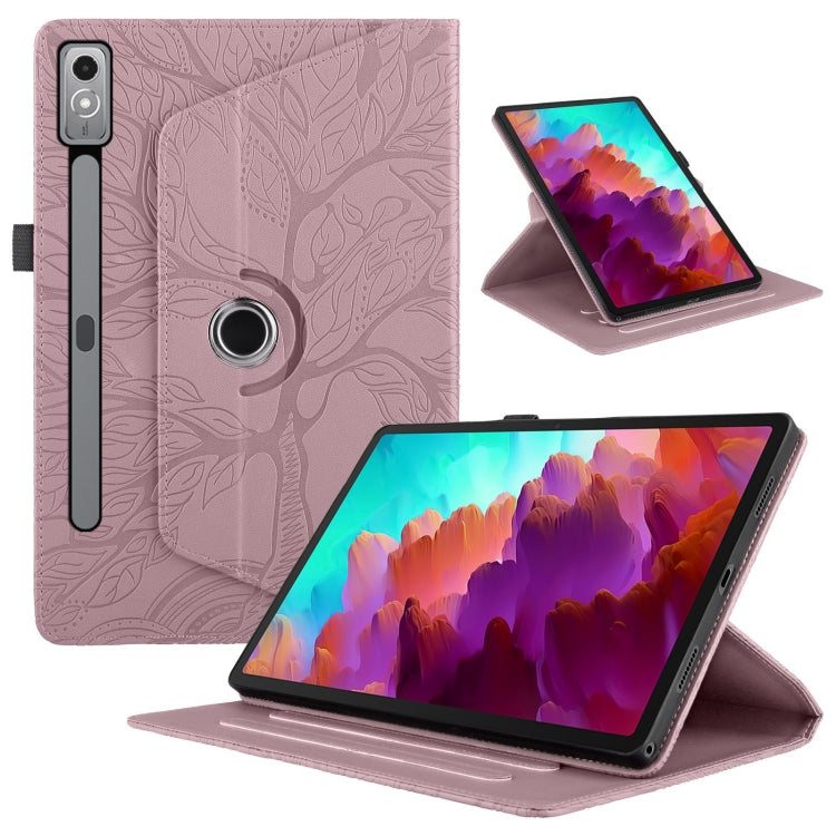 For Lenovo Tab P12 / Xiaoxin Pad Pro 12.7 Tree Life Embossed Rotation Leather Tablet Case(Rose Gold) - Lenovo by PMC TechLife | Online Shopping South Africa | PMC TechLife | Buy Now Pay Later Mobicred