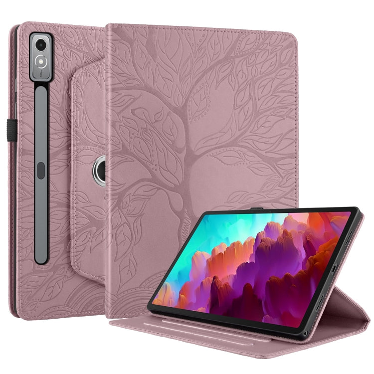 For Lenovo Tab P12 / Xiaoxin Pad Pro 12.7 Tree Life Embossed Rotation Leather Tablet Case(Rose Gold) - Lenovo by PMC TechLife | Online Shopping South Africa | PMC TechLife | Buy Now Pay Later Mobicred