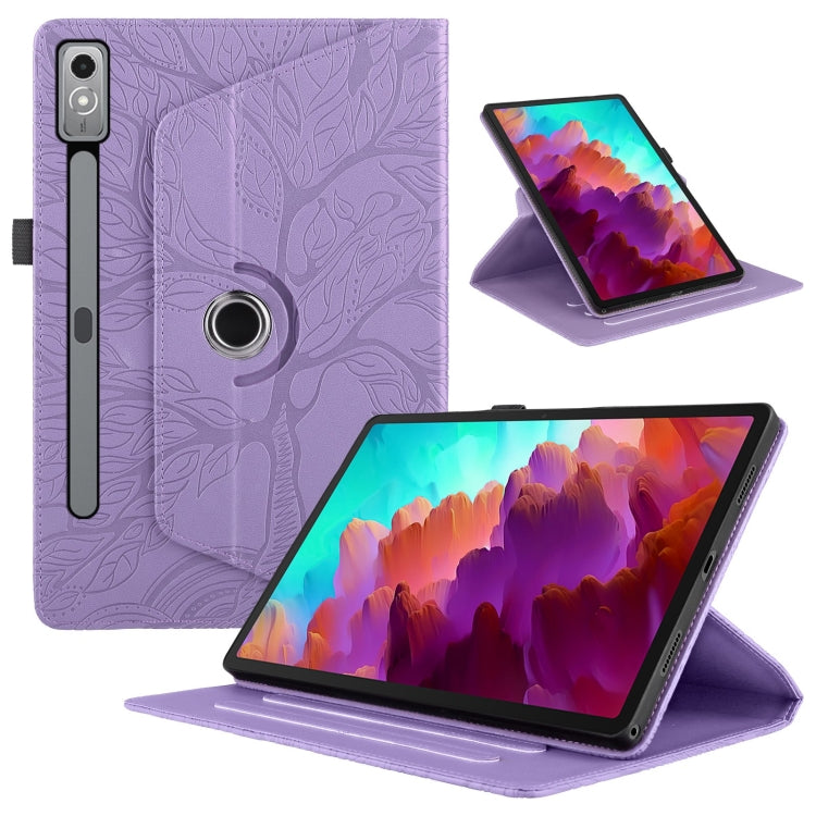 For Lenovo Tab P12 / Xiaoxin Pad Pro 12.7 Tree Life Embossed Rotation Leather Tablet Case(Purple) - Lenovo by PMC TechLife | Online Shopping South Africa | PMC TechLife | Buy Now Pay Later Mobicred