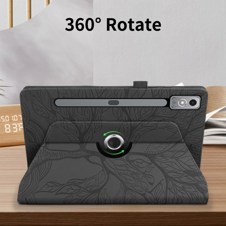For Lenovo Tab P12 / Xiaoxin Pad Pro 12.7 Tree Life Embossed Rotation Leather Tablet Case(Black) - Lenovo by PMC TechLife | Online Shopping South Africa | PMC TechLife | Buy Now Pay Later Mobicred